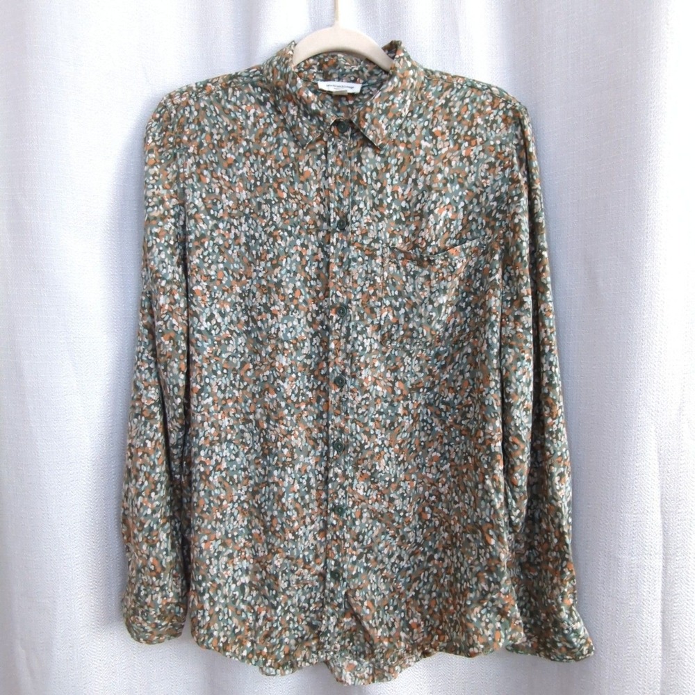 beachlunchlounge Floral Button-Down Shirt in Green and Brown